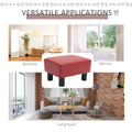 Homcom Ottoman Foot Rest, Small Foot Stool With Faux Leather Upholstery, Rectangular Ottoman Footrest With Padded Foam Seat And Plastic Legs, Red Red Plastic