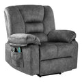 Power Lift Recliner Chair Sofa For Elderly With Massage Grey Velvet Power Remote Metal Primary Living Space Soft Cushion Back Heavy Duty American Design,American Traditional,Classic Pillow Top Arms Foam Velvet