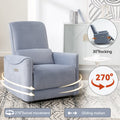 Blue Swivel And Rocker Power Recliner Chair, Heavy Duty Motion Mechanism With Usb And Type C Ports Blue Polyester Power Push Button Metal Primary Living Space Medium Firm Tight Back Heavy Duty American Design Pine Square Arms Fiber Foam And Polyester