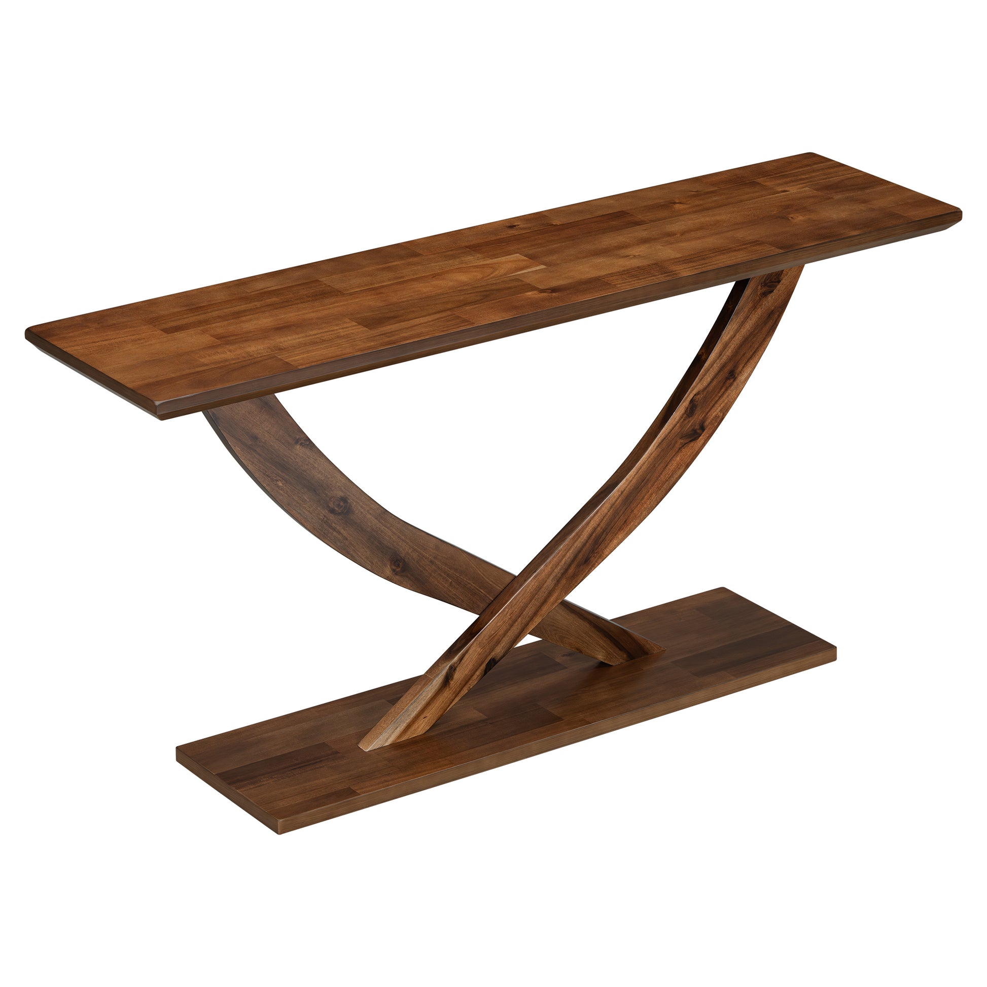 Mirod 57'' Modern Rustic Console Table With Cross Leg Design,Sturdy Construction And Large Surface Space,Perfect For Living Room Or Bedroom Brown Mdf Acacia