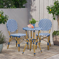 Picardy French Bistro Set Navy Blue Rattan