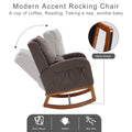 Modern Accent Rocking Chair, Nursery Glider Rocker Arm Chair W 2 Side Pockets, Rocking Chair Indoor For Living Room Bedroom Dark Grey Rectangular Rocking Chairs Solid Back Wood Fabric