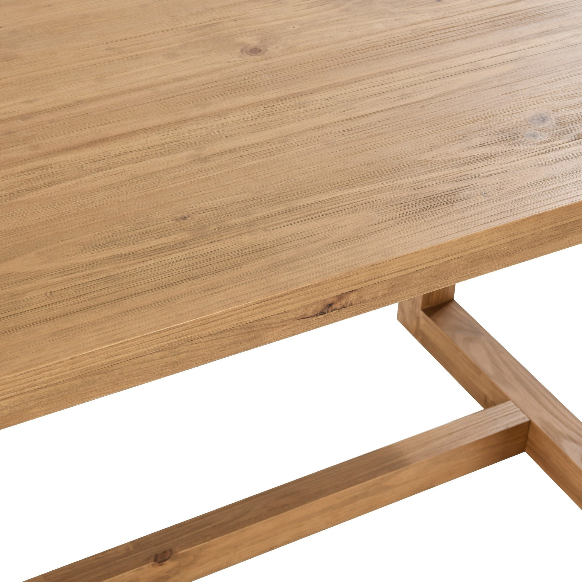 Jax 70 Inch Pine Wood Dining Table, 6 Seater, Handcrafted, Natural Brown Brown Solid Wood
