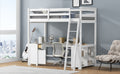 Twin Size Loft Bed With U Shaped Desk, Drawers And Storage Shelves, White Box Spring Not Required Twin White Wood Bedroom Solid Wood Mdf