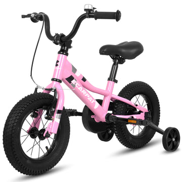 A12117 Ecarpat Kids' Bike 12 Inch Wheels, 1 Speed Boys Girls Child Bicycles For 2 3 Years, With Removable Training Wheels Baby Toys, Front V Brake, Rear Holding Brake Pink Polyurethane Foam 3 To 4 Years Carbon Steel Outdoor