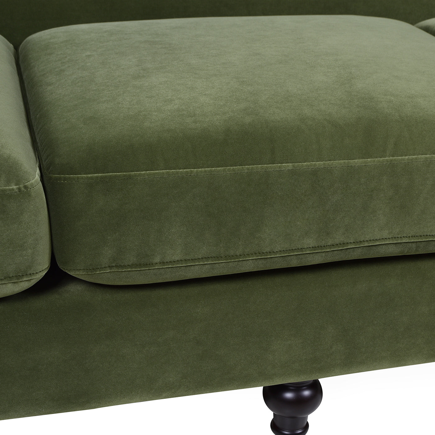 Alana Lawson Three Cushion Tightback Sofa, Olive Green Performance Velvet Green Foam Velvet 3 Seat