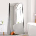 Dolonm 65X22 Inch Full Length Mirror, Modern Design Standing Floor Mirror, Full Body Mirror For Living Room, Bedroom, Bathroom, Cloakroom, Hallway, Black Aluminum Alloy Frame Black Mirror