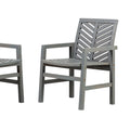 Modern 2 Piece Chevron Patio Chairs Grey Wash Gray Wash Acacia Wood