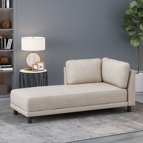 Chaise Lounge Beige Fabric