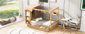 Twin Size House Bed With Two Drawers And Wardrobe,Natural Twin Natural Solid Wood