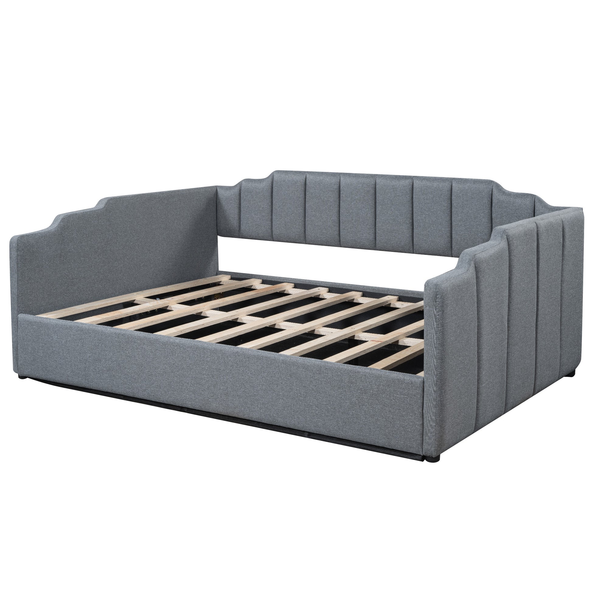 Upholstered Daybed With Underneath Storage,Full Size, Gray Full Gray Upholstered