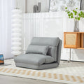 Homcom Folding Floor Chair, Convertible Lazy Sofa Bed, Floor Couch With 6 Position Adjustable Backrest And Pillow For Reading, Gaming, Meditating, Gray Gray Polyester
