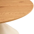 Set Of 2 Coffee Round Tables With A Wulnut Wooden Look Top And White Steel Base Milk White Primary Living Space Antique Freestanding Round Laminated Coffee & End Tables Round Metal