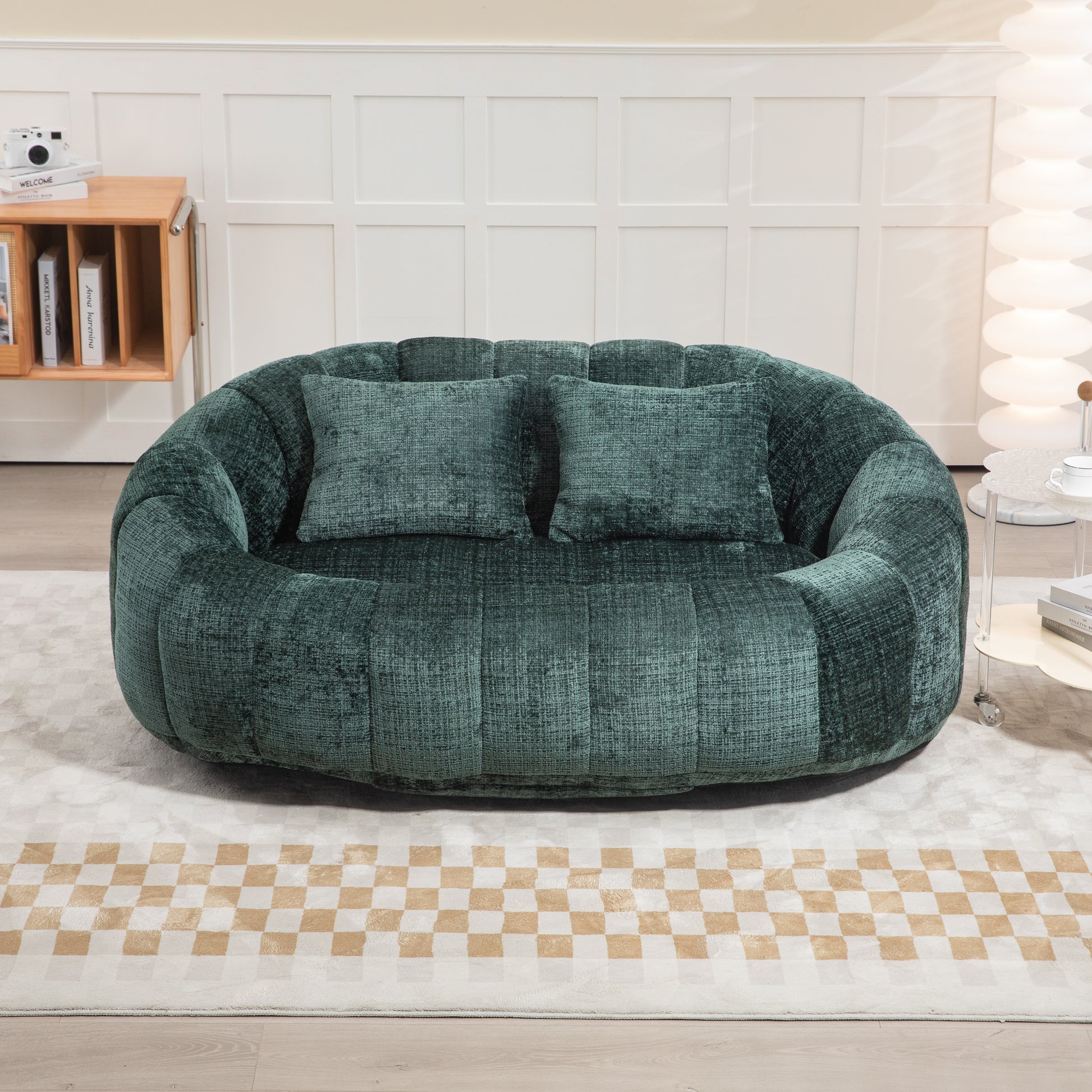 Coolmore Bean Bag Sofa Lazy Sofa Durable Comfort Lounger High Back Bean Bag Chair Couch For Adults And Kids, Indoor & Outdoor, Accent Floor Soft Lounge Chair Emerald Chenille Emerald Foam Chenille 2
