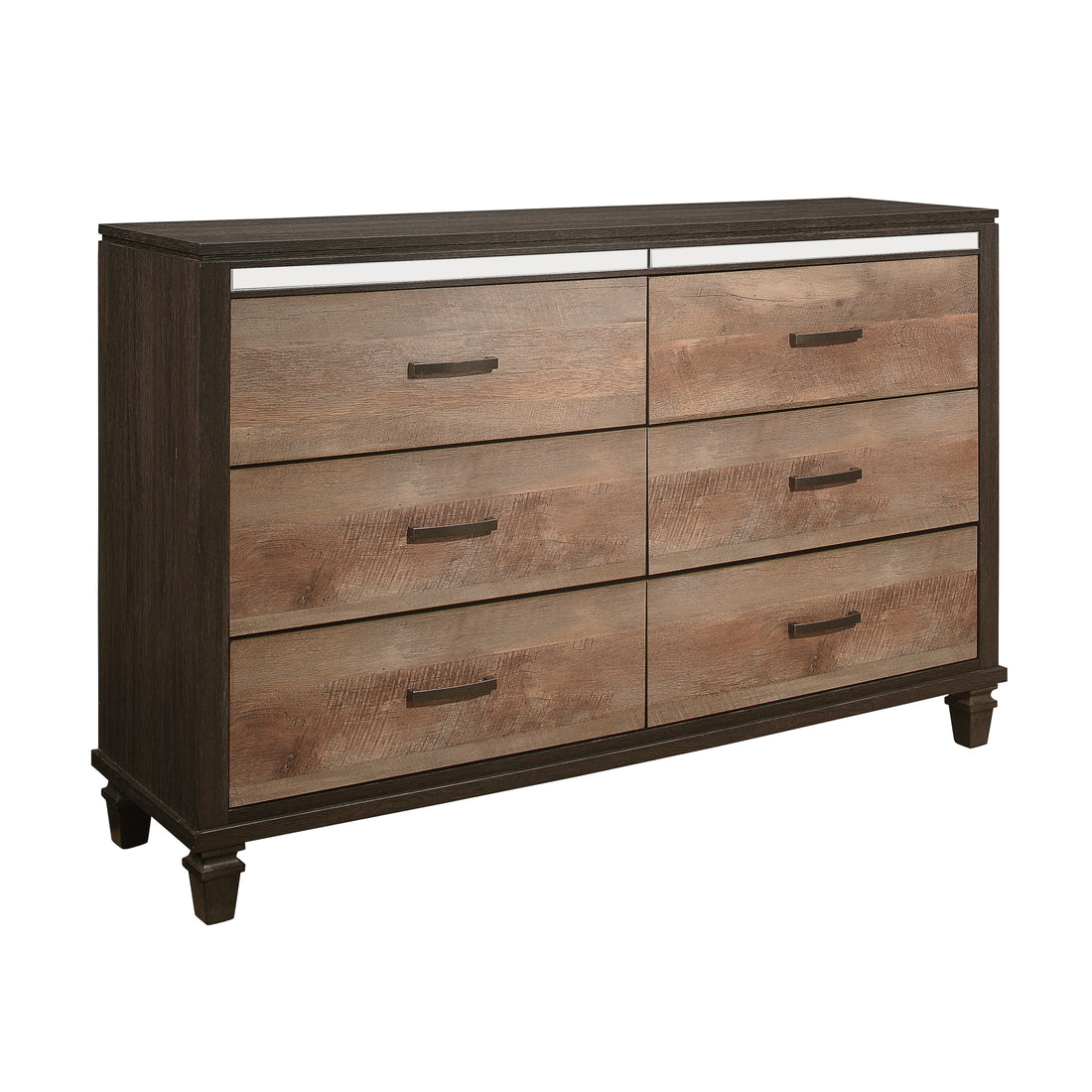 Modern Rustic Style 1Pc Dresser Of 6X Drawers 2 Tone Finish Wooden Bedroom Furniture Brown Bedroom Wood