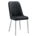 2 Modern Dining Chairs, Smooth Pu Leather Backrest And Silver Toned Metal Legs For A Comfortable Home Experience For Kitchens, Bedrooms And Offices. Black Pu