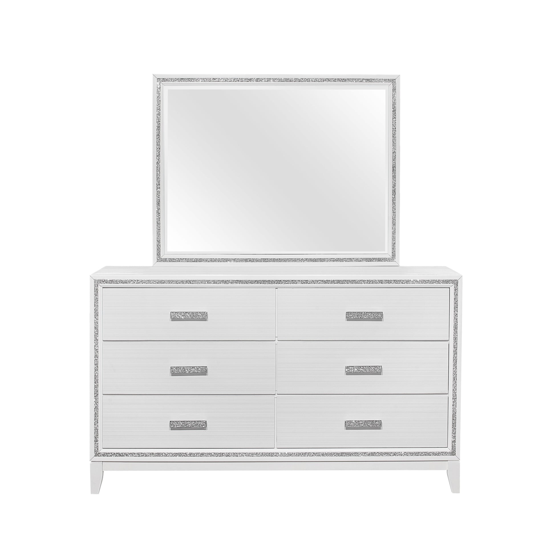 Almera Glitter White Mirror White Rubber Wood