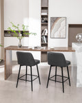 Counter Height Swivel Bar Stools Set Of 2, 360 Swivel Upholstered Barstools With Back And Metal Legs, 25.6