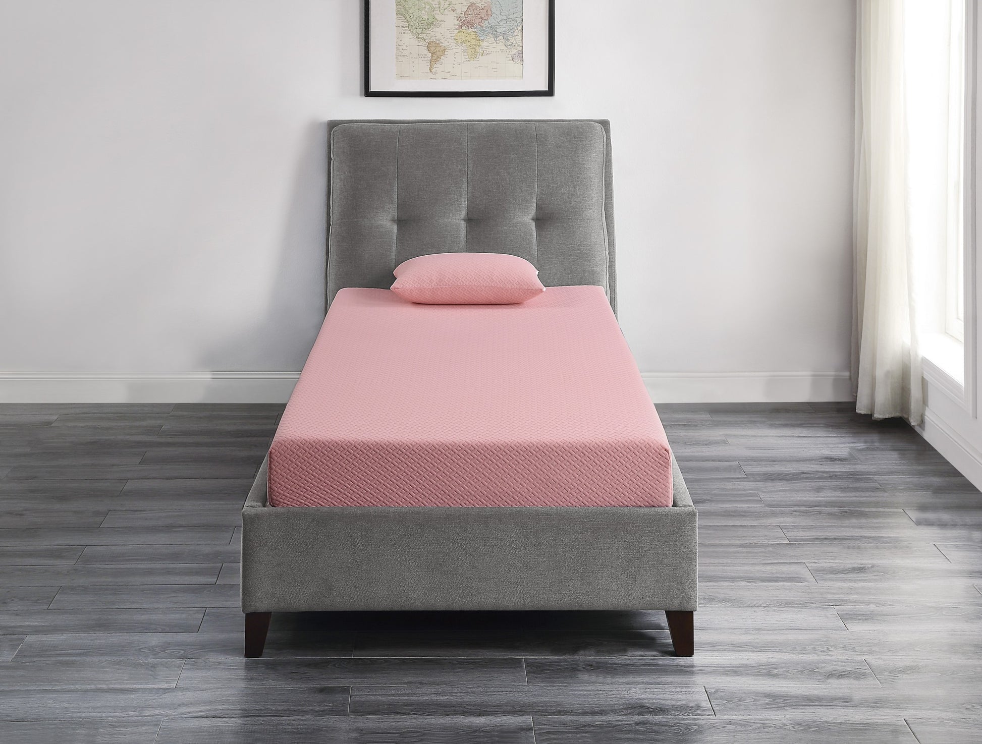 7Inch Full Mattress And Pillow Setfabric Gel Infused Memory Foam Mattress, Pink, Mattress In A Box Full Pink Bedroom Foam