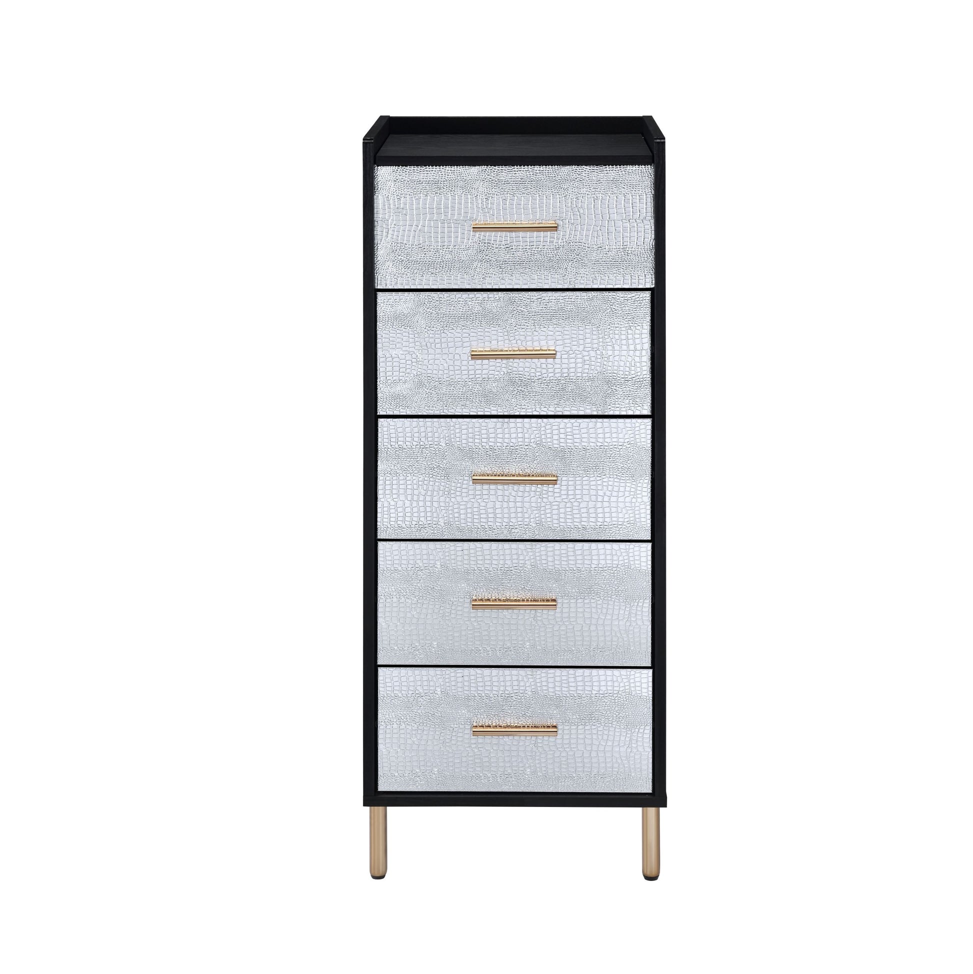 Black And Silver 4 Drawer Jewelry Armoire With Lift Top Black Silver Bedroom Modern Wood Metal