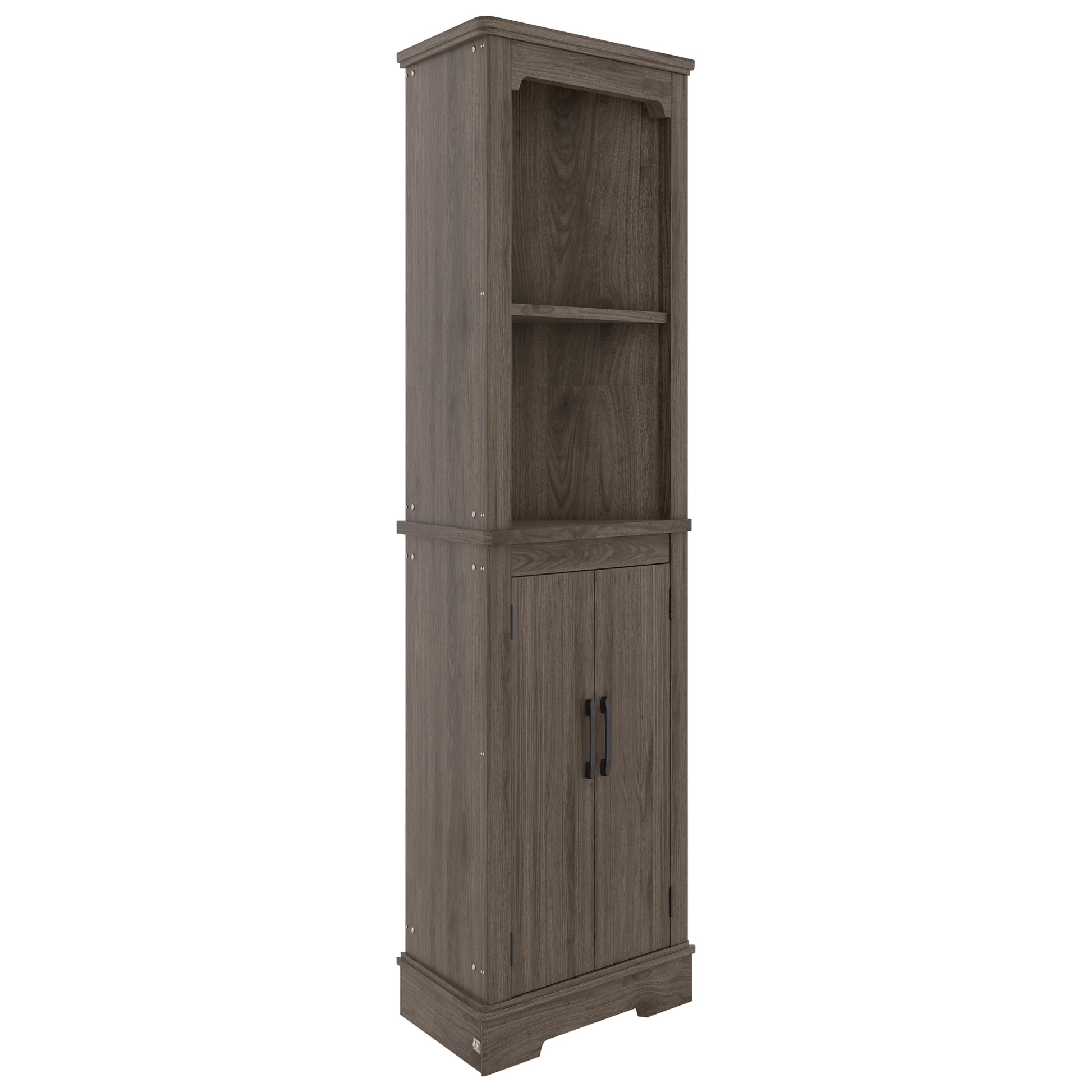 Tall Corner Cabinet With Doors For Living Room, Bathroom,Dining Room Or Kitchen,Color:Dark Walnut Walnut Mdf