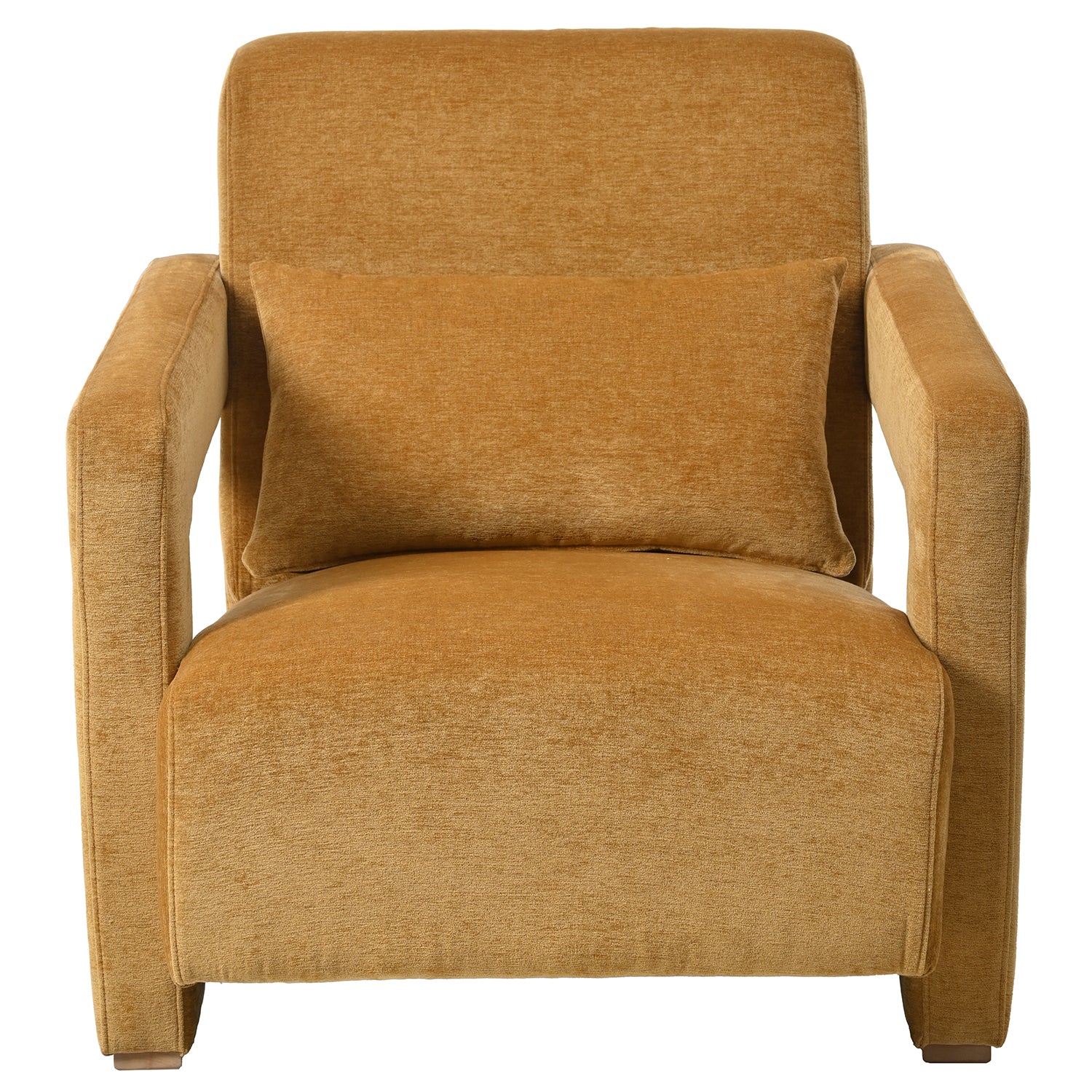 Mirod Sleek Right Angle Armrests, Ergonomic Lumbar Support, Square Wooden Block Legs, Inclined Seat For Comfort, Artistic Statement Piece For Living Room,Bedroom And Study Yellow Chenille