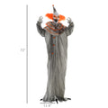 Homcom 6' Life Size Outdoor Halloween Decoration, Animatronic Orange Haired Classic Clown, Sound And Motion Activated Animated Prop W Light Up Eyes, Laughing Sound & Bendable Arms Orange Polyester