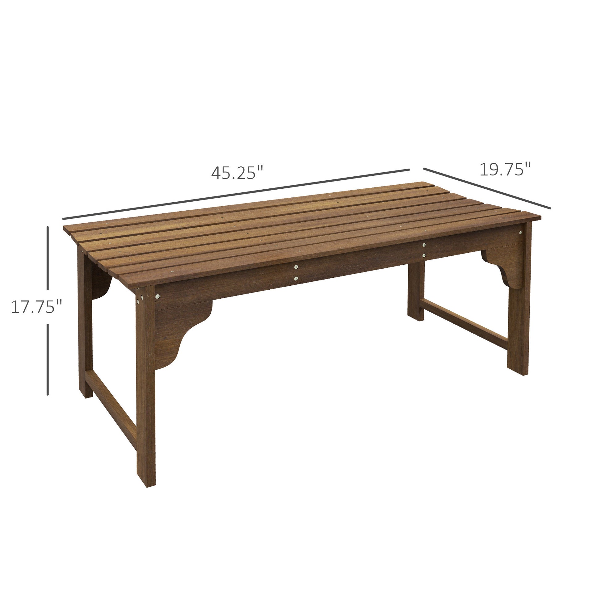 Outsunny Wooden Garden Bench, Outdoor Park Bench With Slatted Seat, Backless Front Porch Bench With Curved Seat For Conservatory, Garden, Poolside, Deck, Teak Natural Wood
