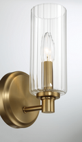 Jardin Single Light Wall Sconce With Clear Ribbed Glass Satin Brass Antique Brass,Clear,Gold Brass,Glass