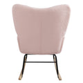 Teddy Fabric Rocking Chair, Modern Rocking Accent Chair For Nursery, Living Room, Bedroom, Pink Metal Pink Bedroom Foam Wipe Clean Modern Rocking Chairs Foam Wood Metal