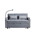 3 In 1 Convertible Sleeper Sofa Couch Bed, Velvet Tufted Loveseat Futon Sofa W Usb&Type C Port Pull Out Bed, Adjustable Backrest,Multi Pockets For Living Room Apartment Small Space Grey Fabric