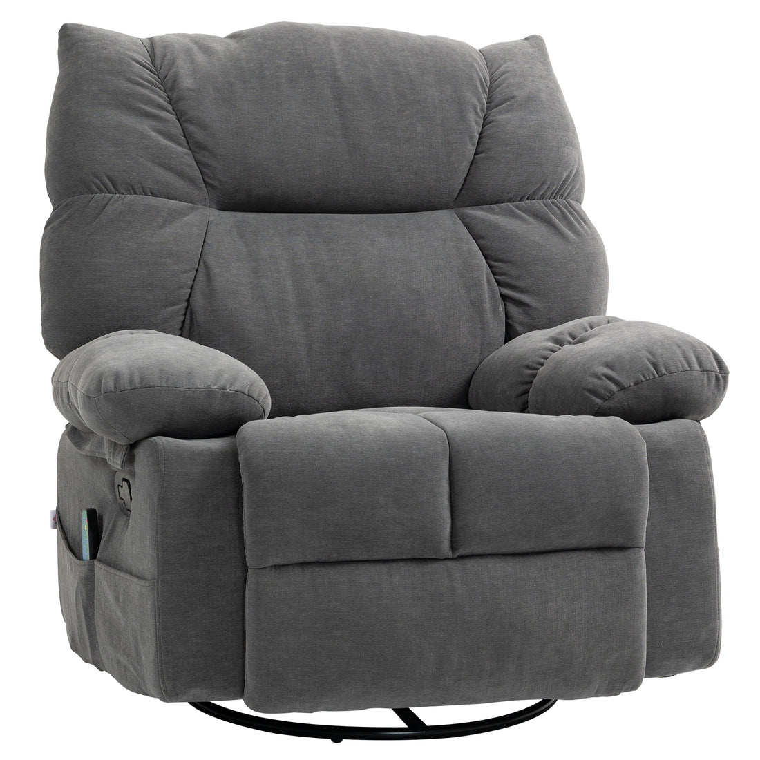 Homcom Vibration Massage Chair Recliner With Heat, Oversized Swivel Rocker Chair, Single Sofa, Teddy Fabric Manual Recliner Chair With Footrest, Remote, And 4 Side Pockets, Dark Gray Dark Gray Polyester