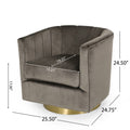 Swivel Arm Chair Grey Velvet