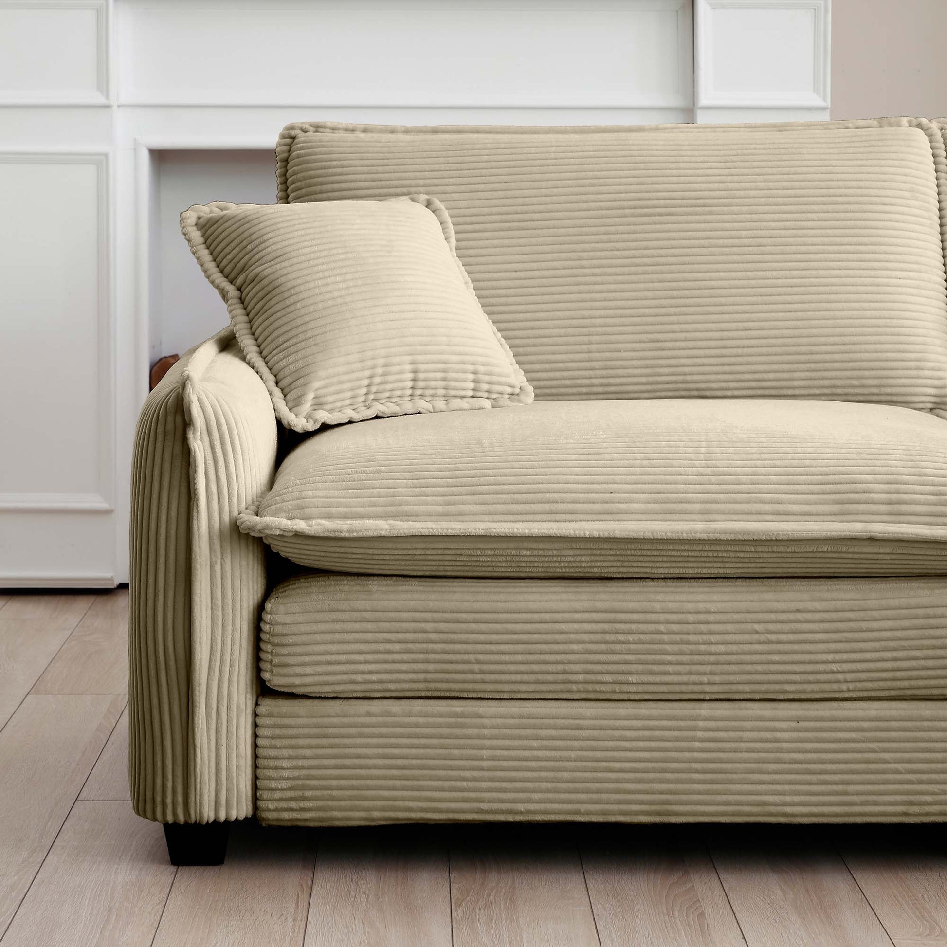Armless Deep Seating 2 Seater Corduroy Sofa, Can Be Combined With Alternative Armrests And Single Armless Sofas ,Tan Corduroy Fabric Tan Corduroy 2 Seat