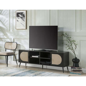 Black Tv Stand With Metal Leg Black Primary Living Space 60 Inches 60 69 Inches Modern Wood Metal