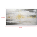 32 X 59 Hand Painted Abstract Painting, Framed, Black, White With Gold Foil White Gray Wood