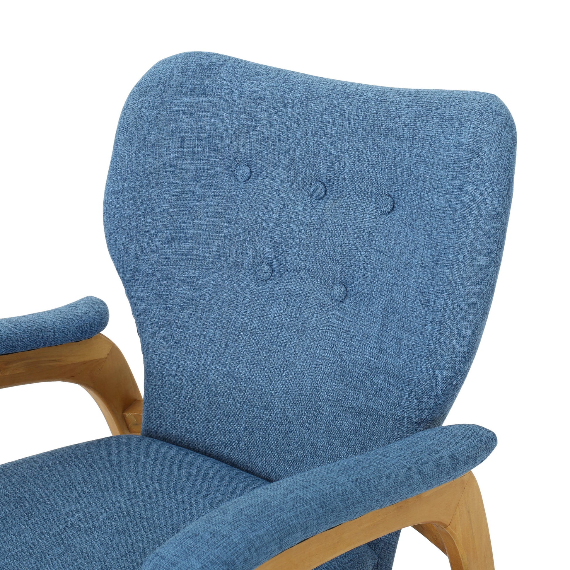 Mid Century Fabric Rocking Chair Blue Fabric