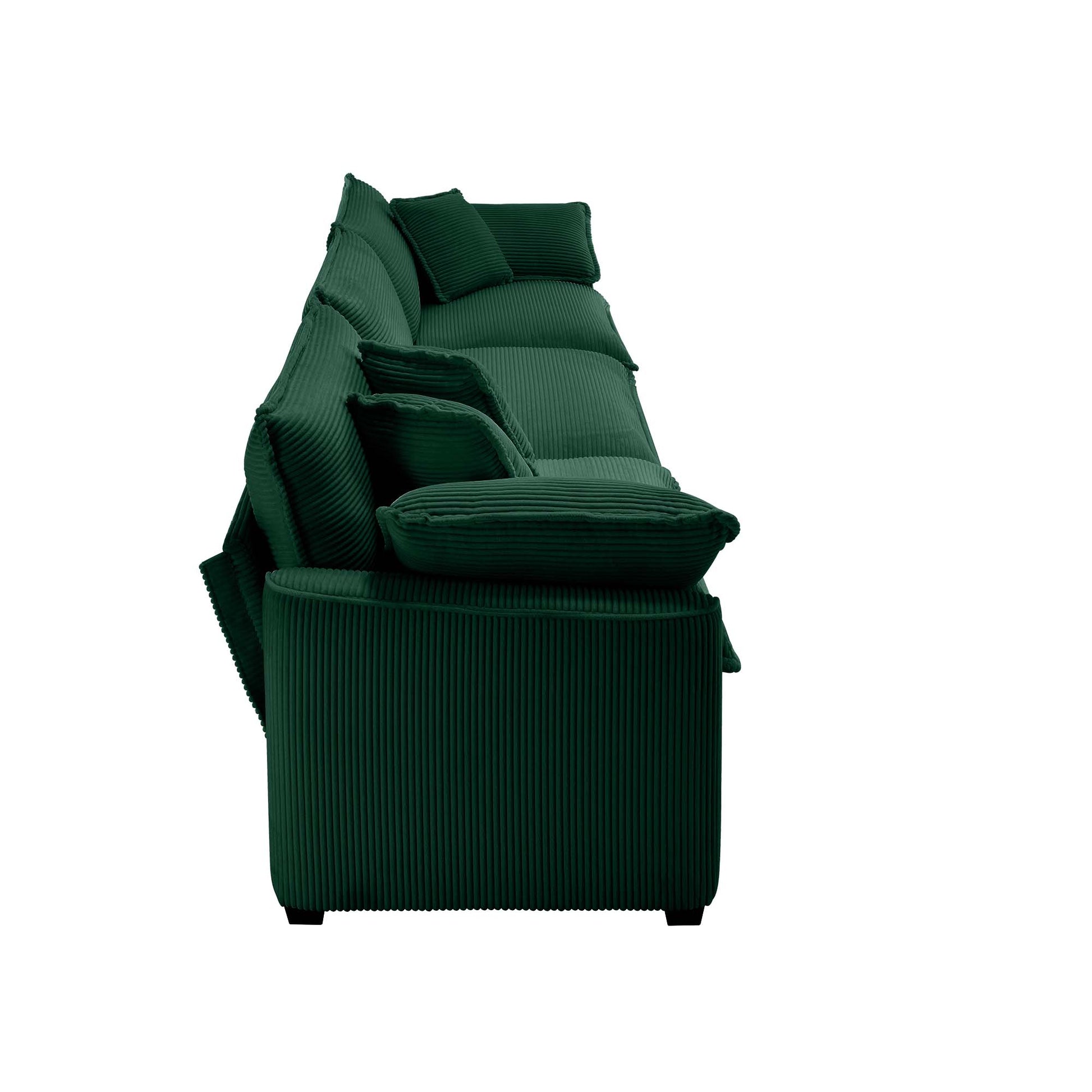 Modern Fabric Living Room Sofa Two Piece Set, Two 2 Seater Sofas With 8 Cushion Upholstery Large Deep Seat Recliner, Green Corduroy Fabric Green Corduroy 5 Seat