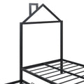 Twin Size Metal Platform Bed With Twin Size Trundle,House Shaped Headboard Design, Black Twin Black Metal