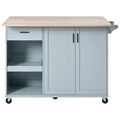 K&K Kitchen Island With Foldable Counter Top, Kitchen Storage Cart With Slide Out Shelf, Towel Rack And Drawer, Rolling Kitchen Cart On Wheels, For Kitchen, Living Room, Dining Room, Grey Blue Grey Blue Brown Kitchen Classic,Farmhouse,Luxury,Modern