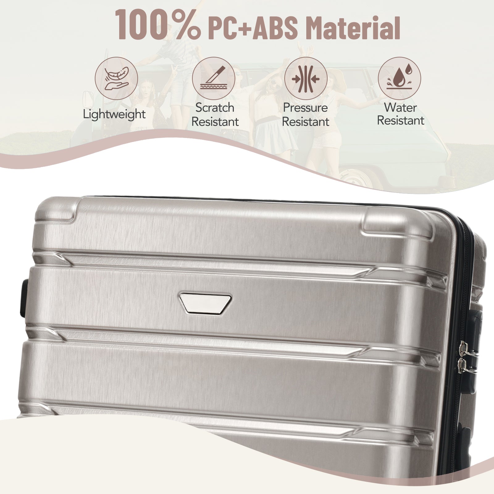 Hardshell Luggage Set 3 Piece, Durable Abs Pc Travel Suitcase With Spinner Wheels For Men Women 20 24 28 Inch Fog Gray Abs Pc