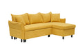 The 80 Inch Yellow Corduroy L Shaped Sofa Comes With Two Small Throw Pillows That Can Be Converted Into A Sofa Bed For Storage Yellow Corduroy 3 Seat