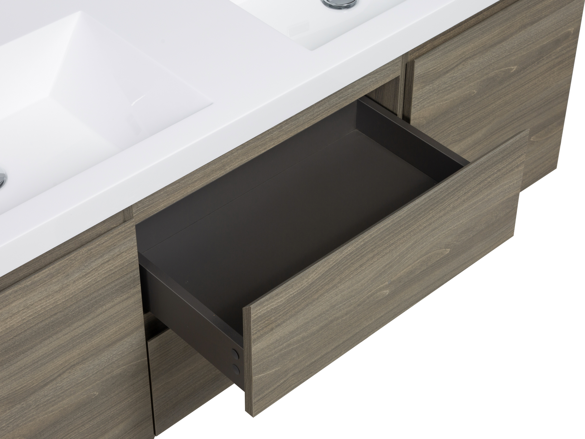 60" Floating Bathroom Vanity With Sink, Modern Wall Mounted Bathroom Storage Vanity Cabinet With Double Resin Top Basins And Soft Close Drawers, Ash Grey 24V11 60Dag 2 Grey 2 Bathroom Wall Mounted Plywood