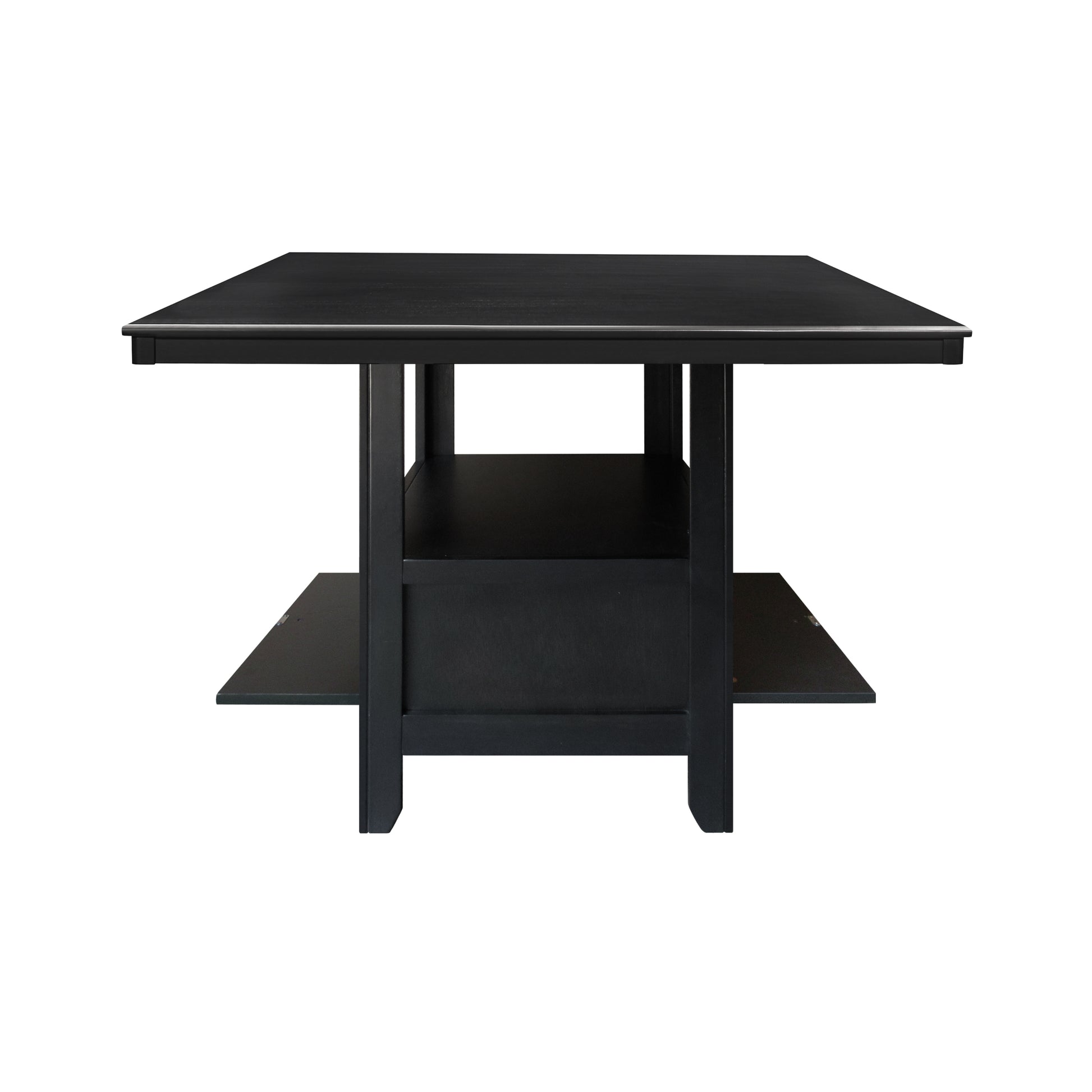 Charcoal Gray Finish 7Pc Dining Counter Height Table With Base Storage And 6 Counter Height Chairs Set Casual Style Dining Kitchen Wooden Furniture Wood Wood Charcoal Grey Seats 6 Wood Dining Room Casual Rectangular Dining Table With Chair Wood