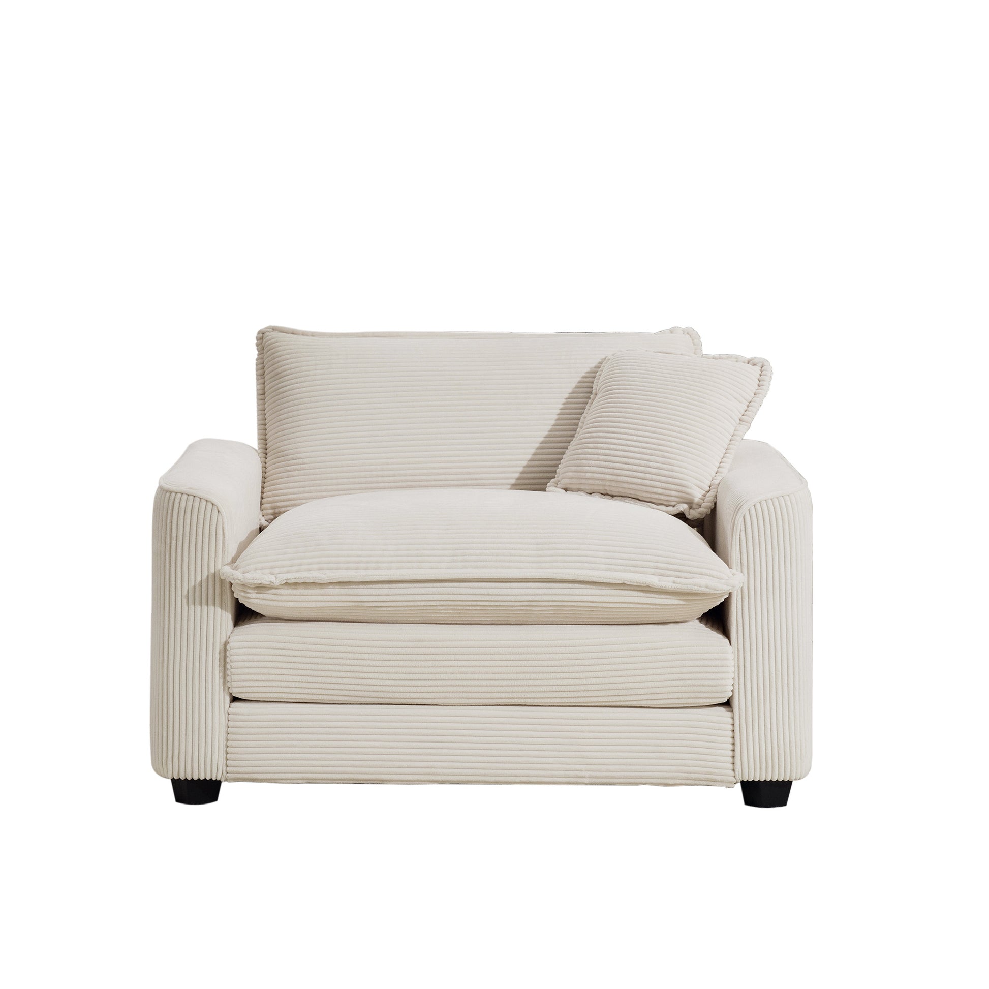 Light Beige Corduroy Fabric, Comfortable Single Accent Chair Deep Seat Sofa With One Pillow, Suitable For Living Room And Bedroom, Club Multiple Occasional Areas Beige Corduroy 1 Seat