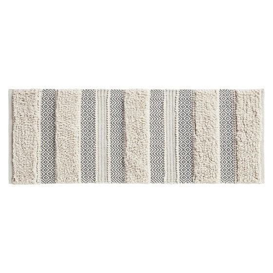 Woven Texture Stripe Bath Rug 22 X 58" Multicolor Polyester