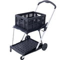 Collapsible Utility Cart Multi Use Functional Collapsible Shopping Carts 2 Tier Collapsible Shopping Cart With Baskets Carrito Para Supermercado Con Ruedas Black Aluminium