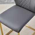 Table And Chair Set.Large Modern Rectangular Table With 0.4 Inch Patterned Glass Tabletop And Large Mdf Table Legs.Comes With 8 Chairs With Faux Leather Cushioned Seats And Golden Metal Legs. Gold White Seats 8 Mdf Glass
