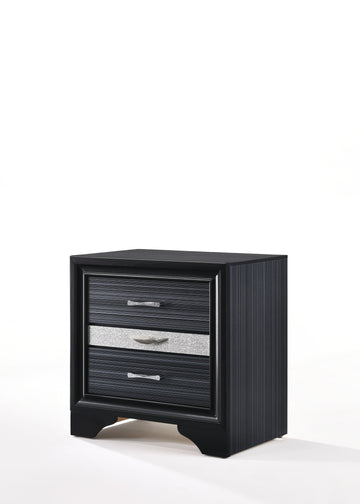 Naima Black Finish Nightstand Black Synthetic Wood