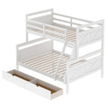 Twin Over Full Bunk Bed With Ladder, Two Storage Drawers, Safety Guardrail, White Twin Box Spring Not Required White Bedroom Bunk Pine